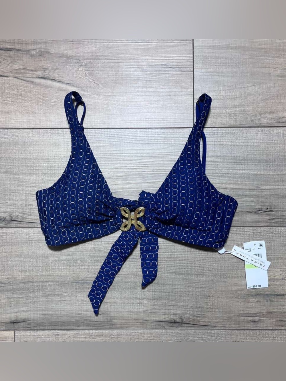 Trina Turk Swim And Spa Collection Bikini Top With Gold Center Accent Size 4